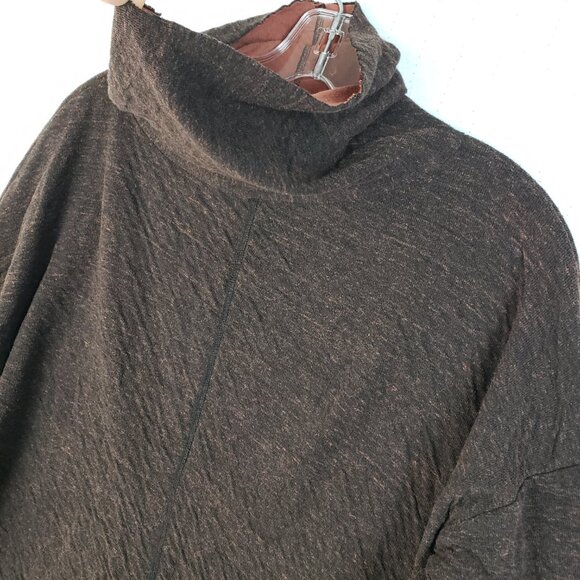 Cut Loose Boxy Sweater Funnel Neck Knit Pullover Tunic Brown Lagenlook O/S - Picture 11 of 11